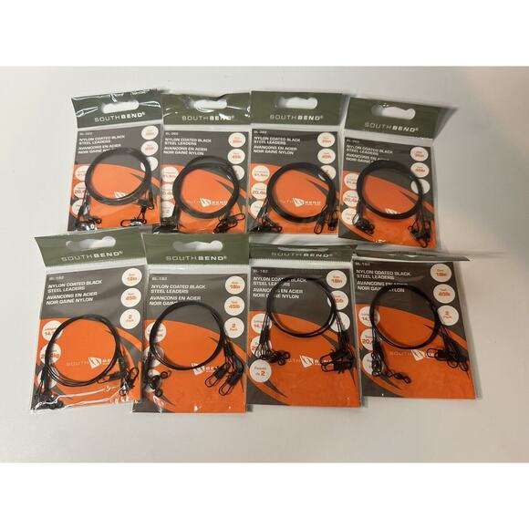 8 PACKS South Bend Two Hook 18" Wire Leader BL-182 - Picture 1 of 3
